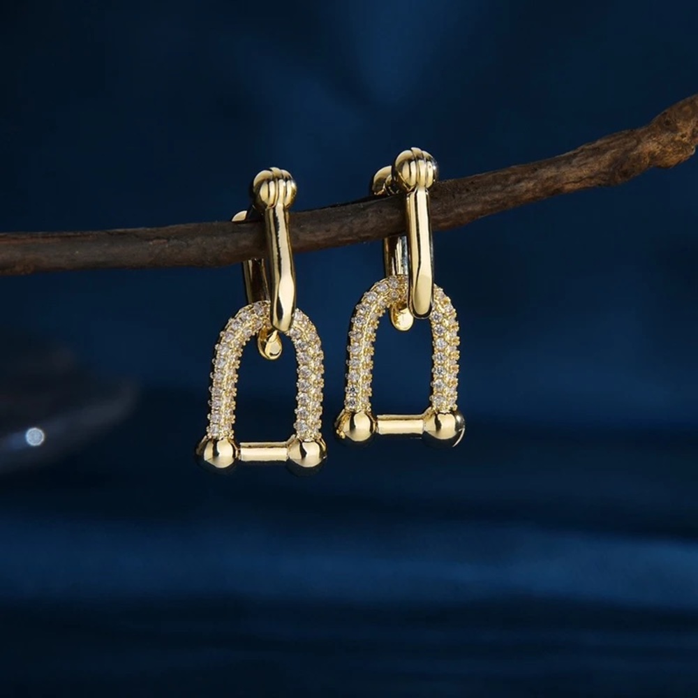 Buckle Link Pave Earrings